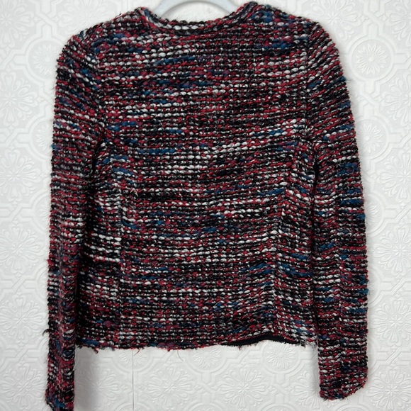 IRO Carene Tweed Jacket Textured Red Black Blue Coat Classic Classy Formal Work - Picture 7 of 7